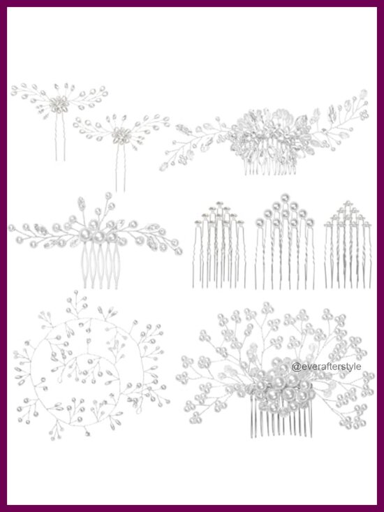 36pcs Silver Pearl Rhinestone Wedding Hair Pins Set Bridal Hair Combs